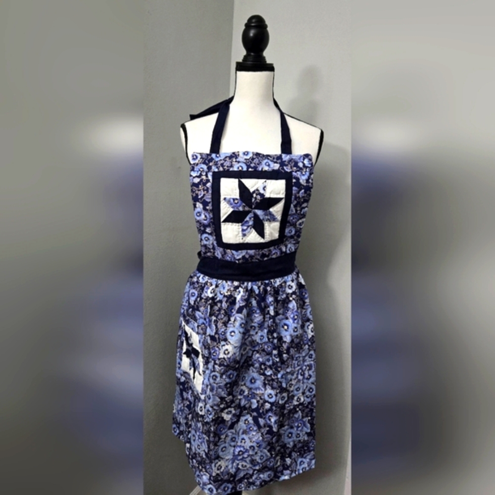 Blue Floral Apron